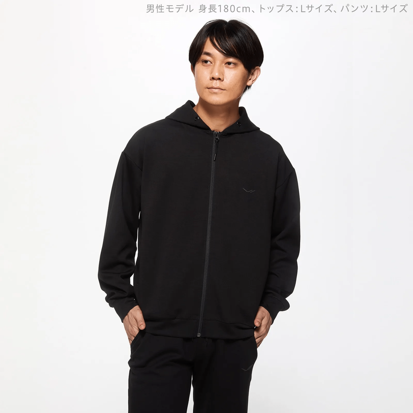 シックスパッド リカバリーウェア(ジップパーカー&テーパードパンツ)上下セット ブラック S