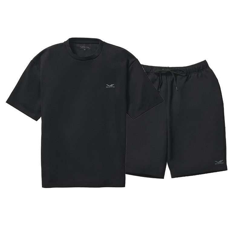 シックスパッド リカバリーウェア オーバーサイズTシャツ ブラック S & シックスパッド リカバリーウェア ハーフパンツ ブラック S セット