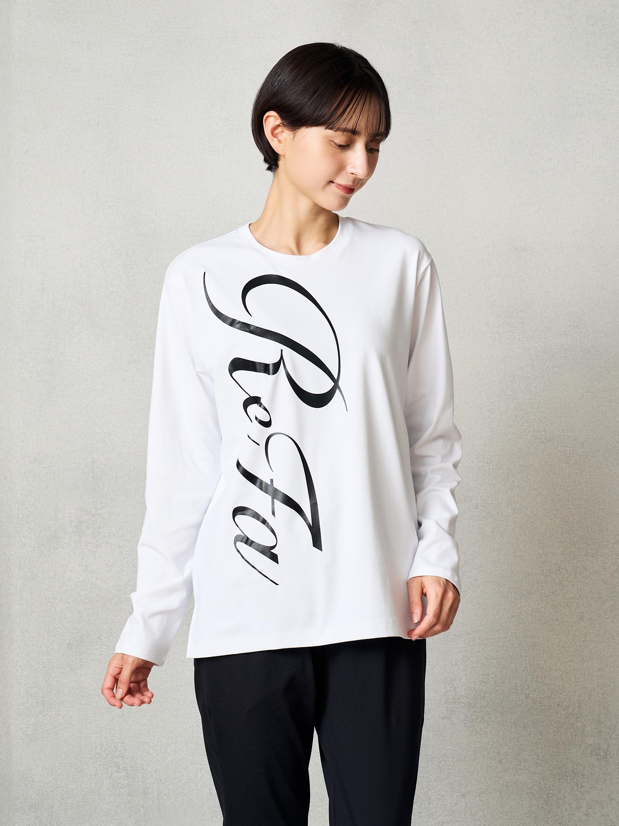 リファ バイタルテック コンフォートジャージー クルーネックロングTシャツ リファロゴ ホワイト M