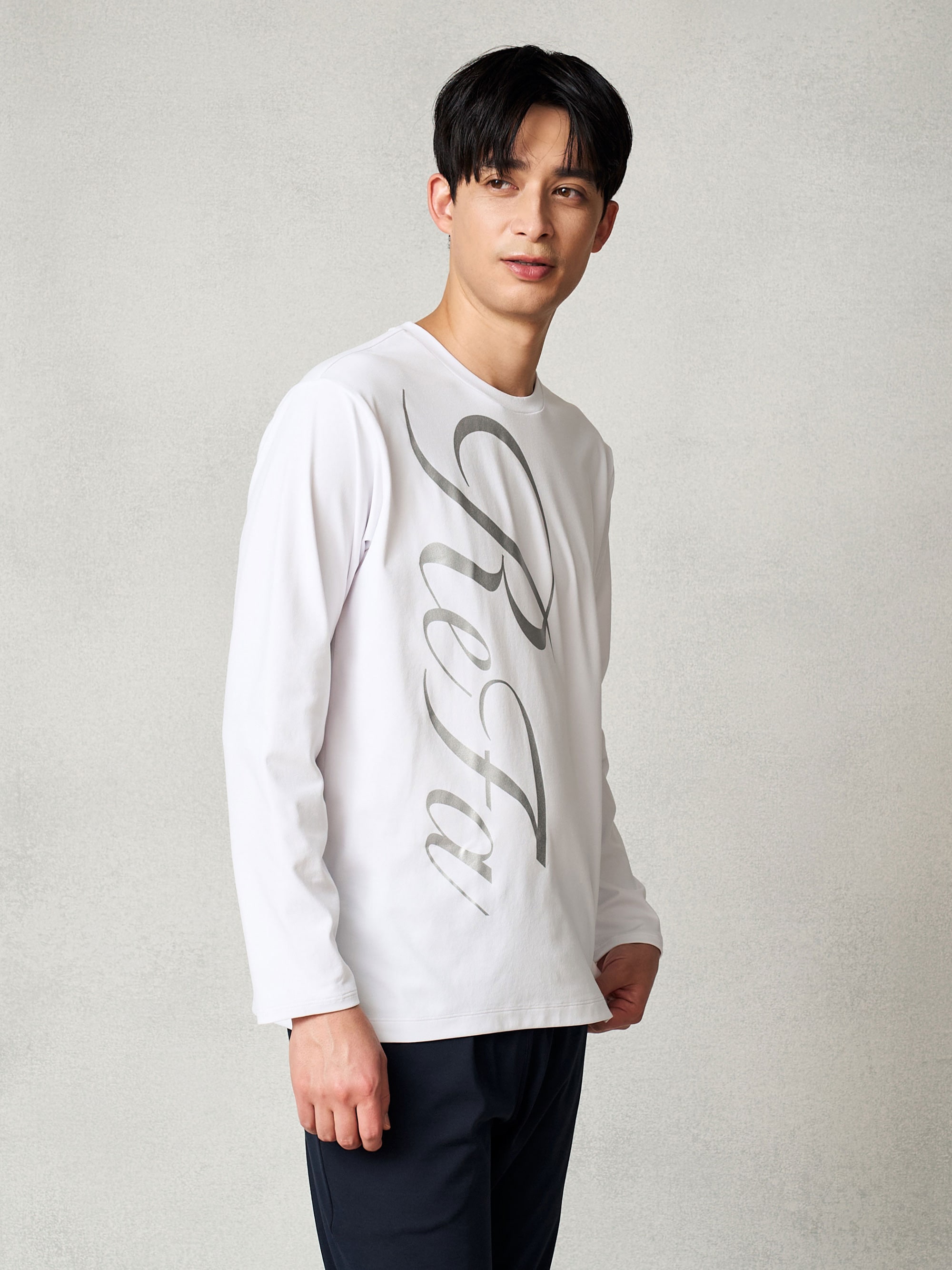 リファ バイタルテック コンフォートジャージー クルーネックロングTシャツ リファロゴ シルバー S