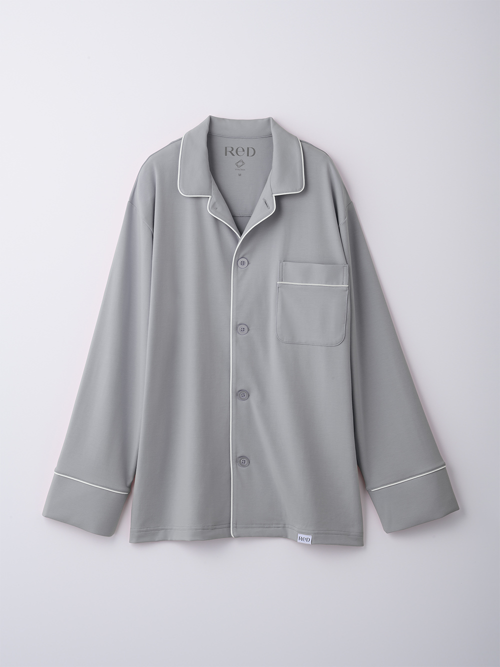 ReD ぐっすりパジャマ ベーシック 前開き長袖&ロングパンツ上下セット ライトグレー M ライトグレー M