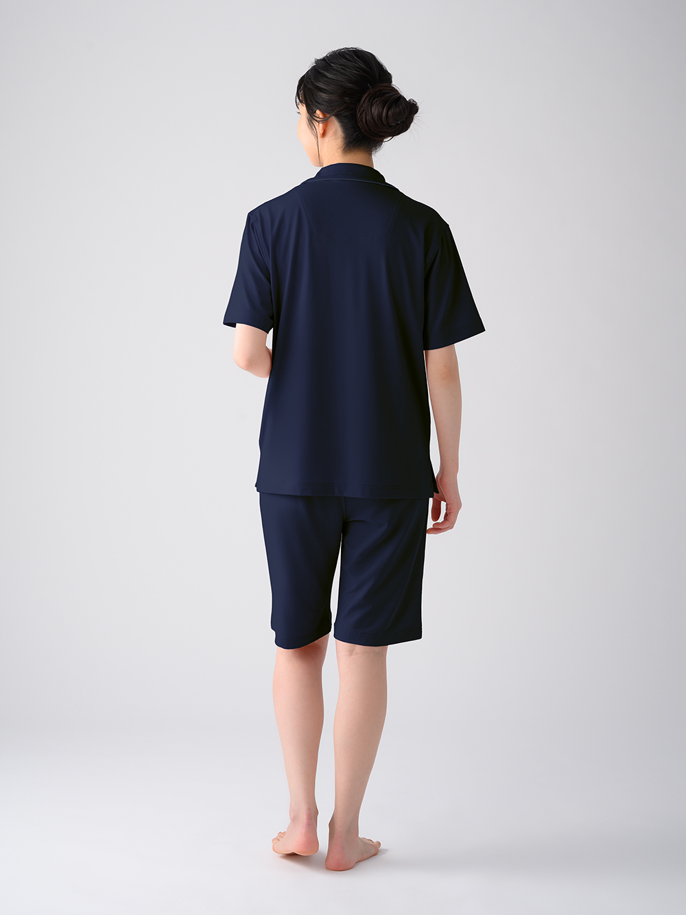 ReD ぐっすりパジャマ ベーシック 前開き半袖&ハーフパンツ上下セット ネイビー S ネイビー S