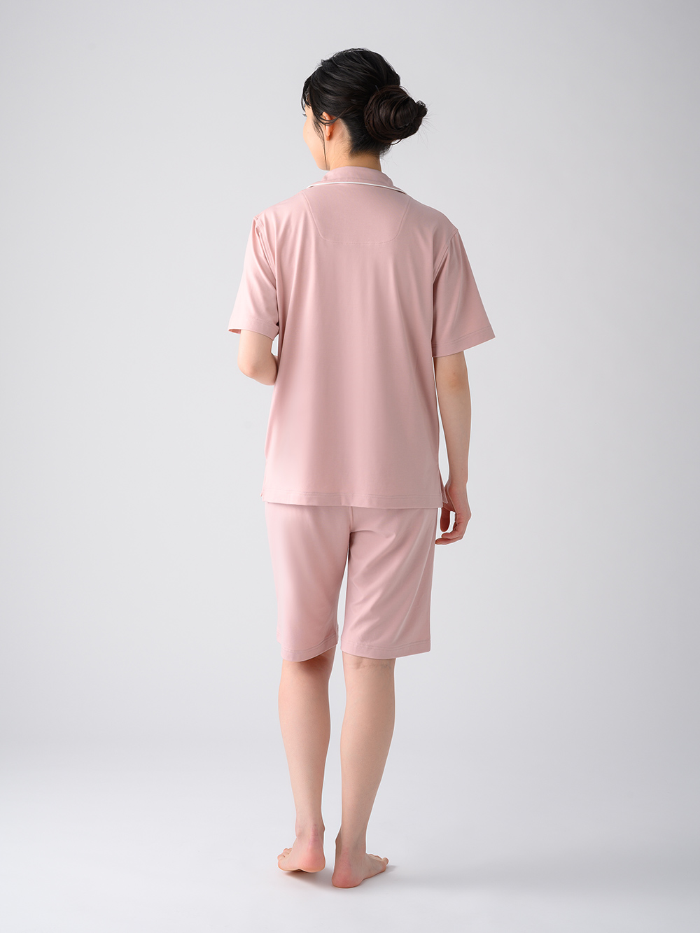 ReD ぐっすりパジャマ ベーシック 前開き半袖&ハーフパンツ上下セット ピンク L ピンク L