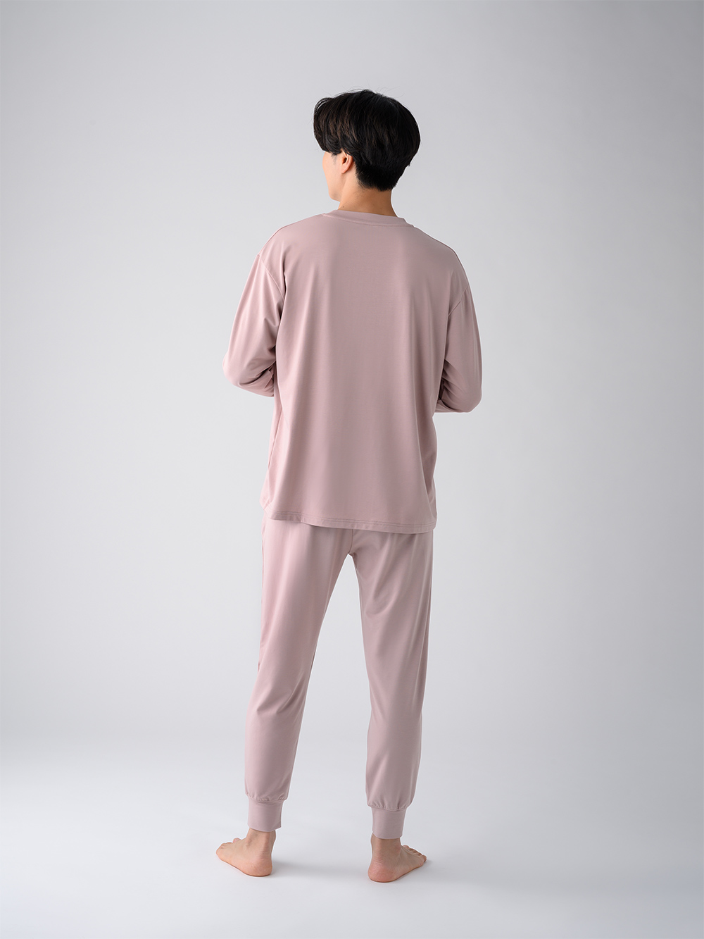 ReD ぐっすりパジャマ ベーシック プルオーバー長袖&ジョガーパンツ上下セット ピンク L ピンク L