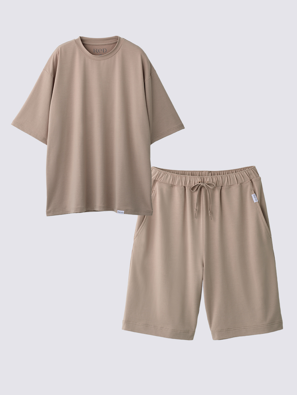 ReD ぐっすりパジャマ ベーシック プルオーバー半袖＆ショートパンツ上下セット ベージュ M